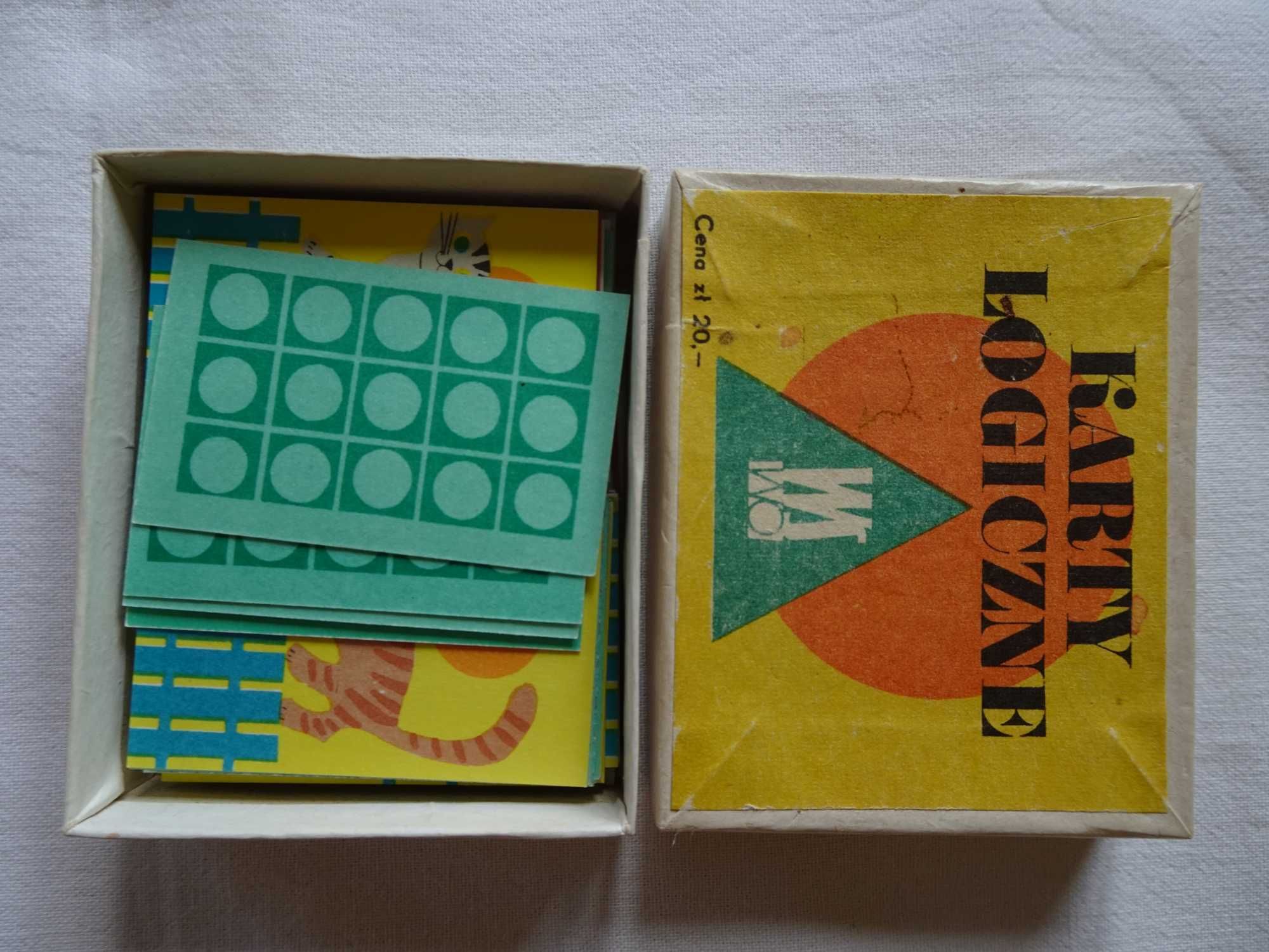 Karty logiczne Pomoc dydaktyczna PRL Koty Figury 1974 Vintage