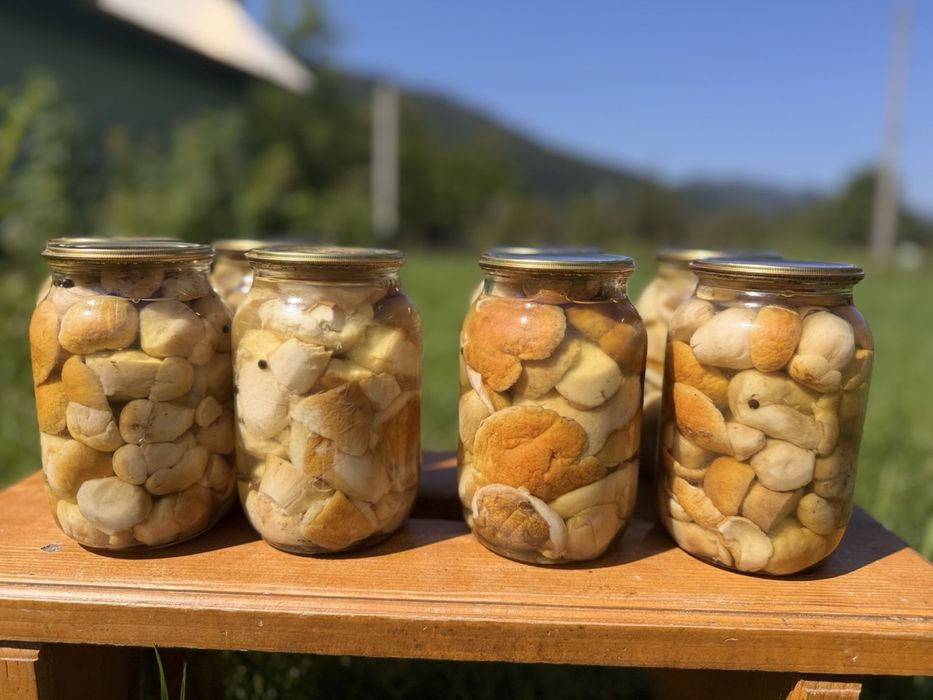 Гриби білі сушені банки літрові мариновані