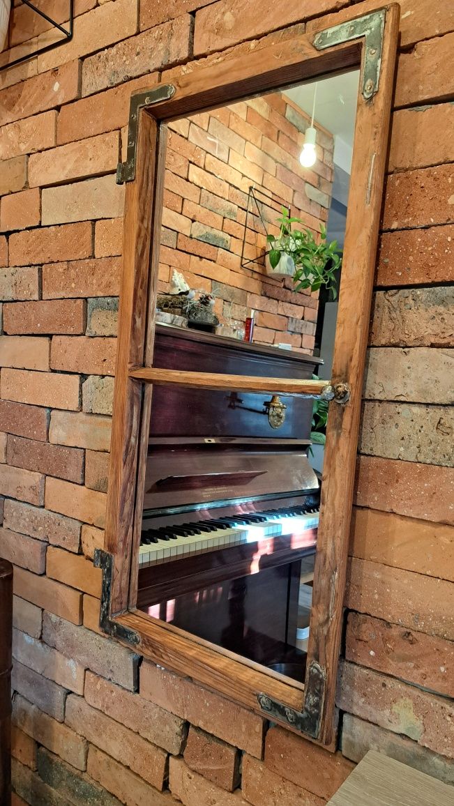 Lustro z duszą rękodzieło stare okno Vintage Retro Loft