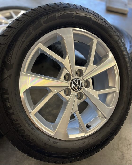 Koła Zimowe 18 VW Tiguan 235/55R18 Goodyear 5x112 Jak Nowe Oryginalne