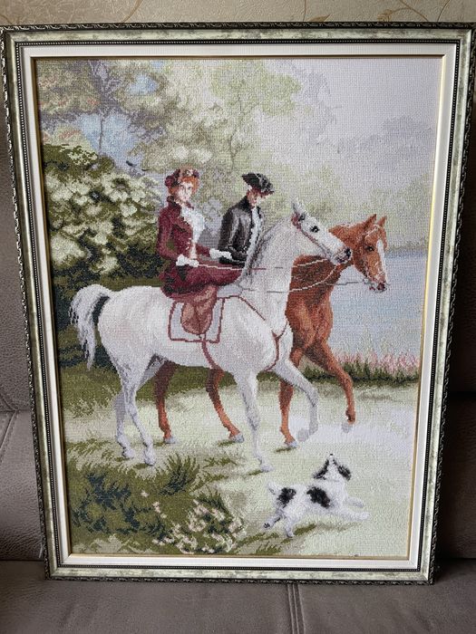Идея для подарка!! Вышита картина «Верхом»