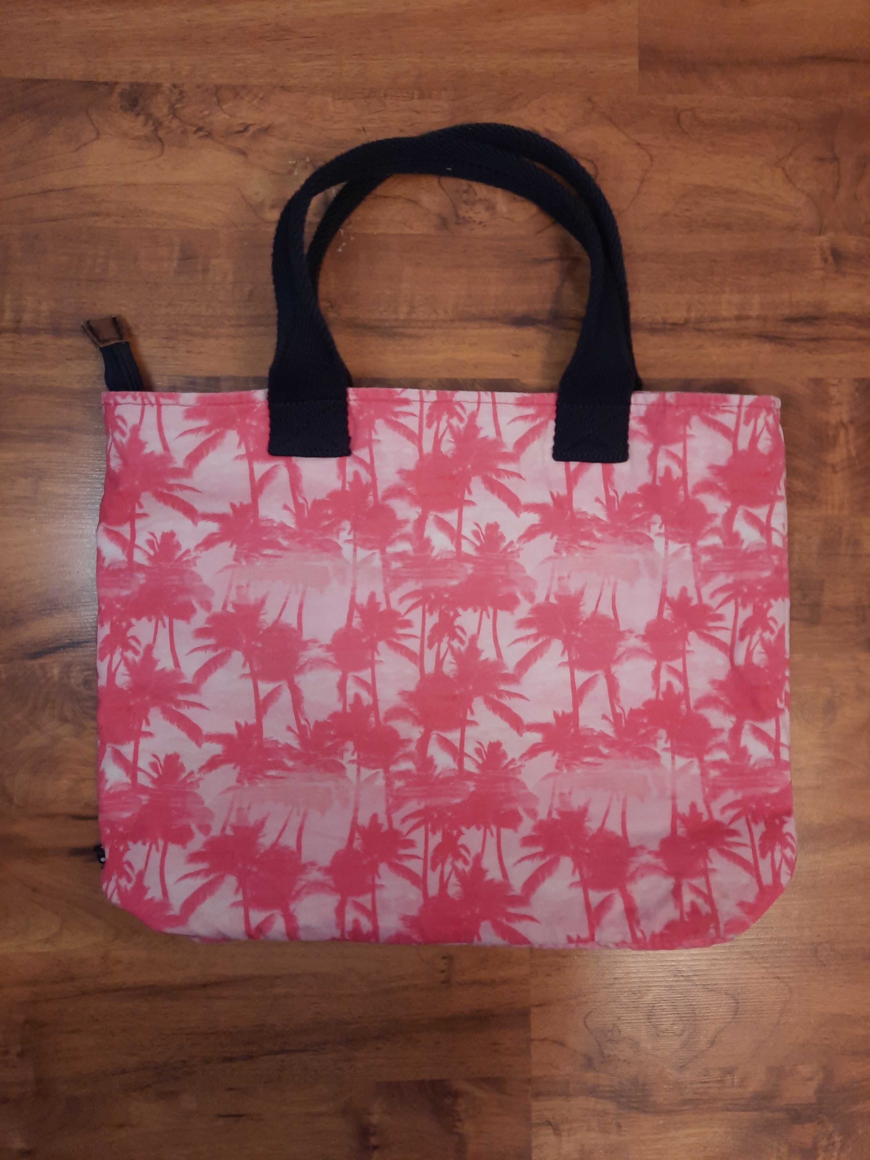 Torba do ręki shopper różowa palmy letnia Superdry