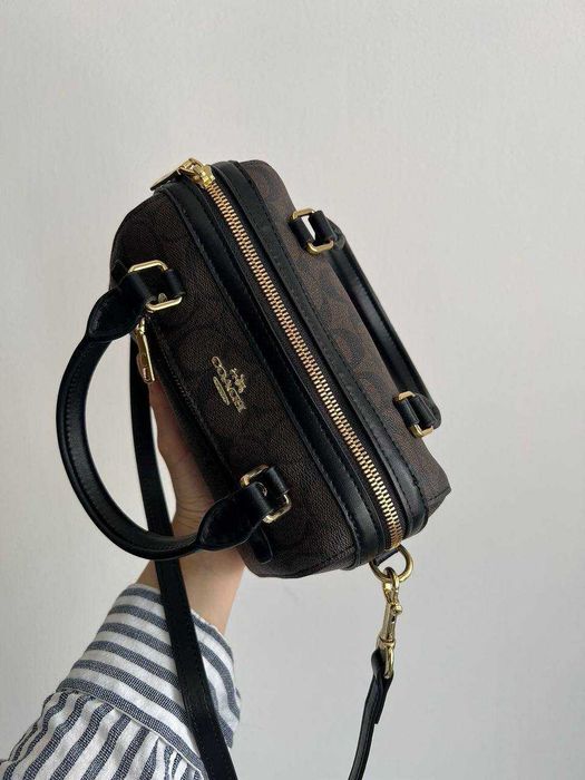 Coach Rowan Satchel Zip In Signature Canvas Brown