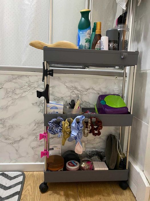 Wózek na kółkach 3 półki do kuchni łazienki szary NOWY