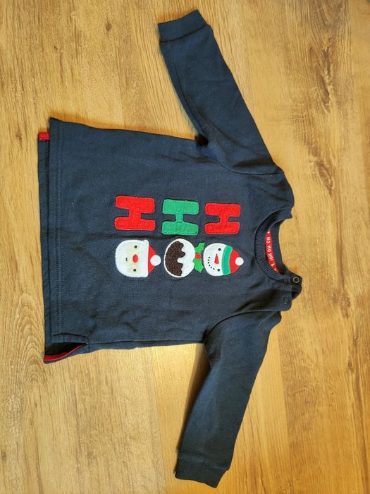 Bluza świąteczna Ho Ho Ho r. 86 12-18m-cy bałwanek Mikołaj