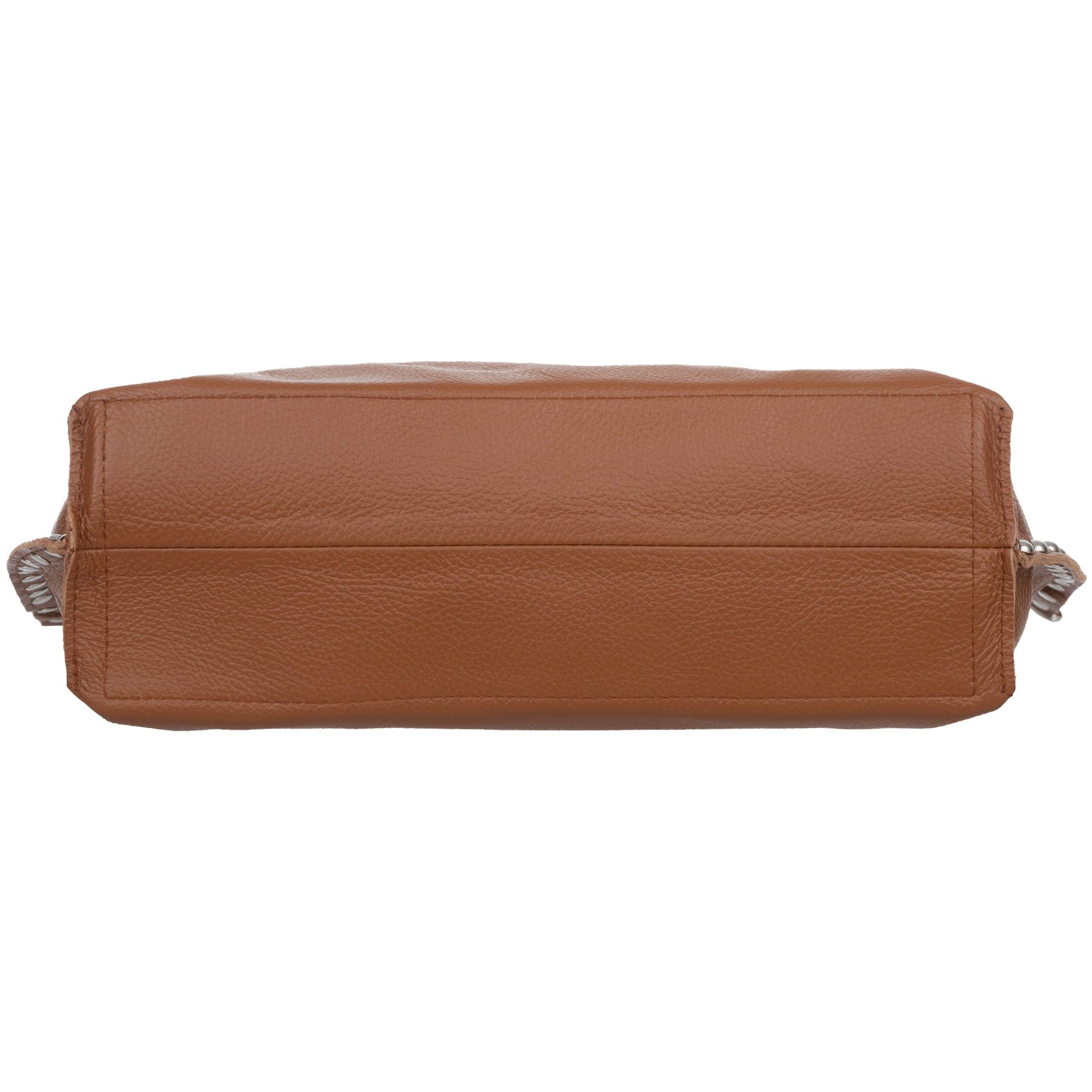 VERA PELLE torebka damska skórzana shopper z ćwiekami V494 camel