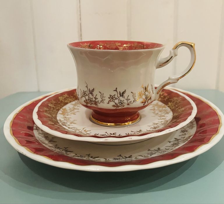 Trio * Zestaw śniadaniowy Fena Porzellan Niemcy * Porcelana vintage
