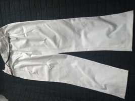 Białe spodnie wyjściowe damskie z paskiem NOWE