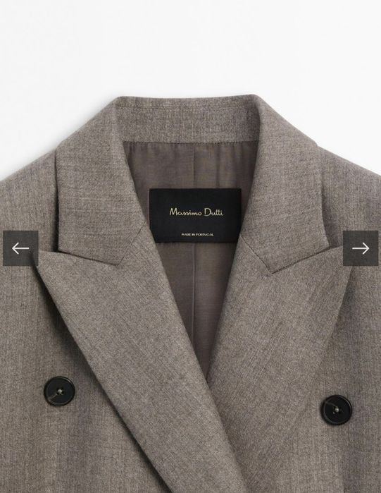 Nowa marynarka Massimo Dutti 100 % wełna norkowa chłodny beż 34 XS