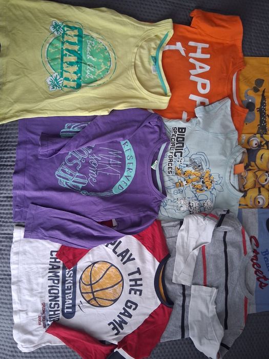 Zestaw bluzek 116 krótki długi rękaw bluzka koszulka t-shirt chłopięcy