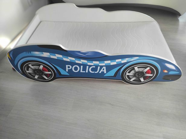 Łóżko dziecięce samochód - policja 155x80 cm + materac