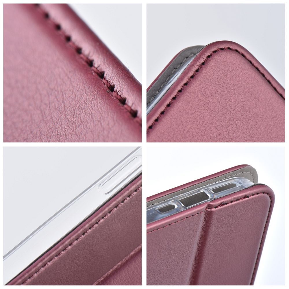 Etui Z Klapką Magneto Do Samsung A52 / A52S / A52 5G Burgund + Szkło