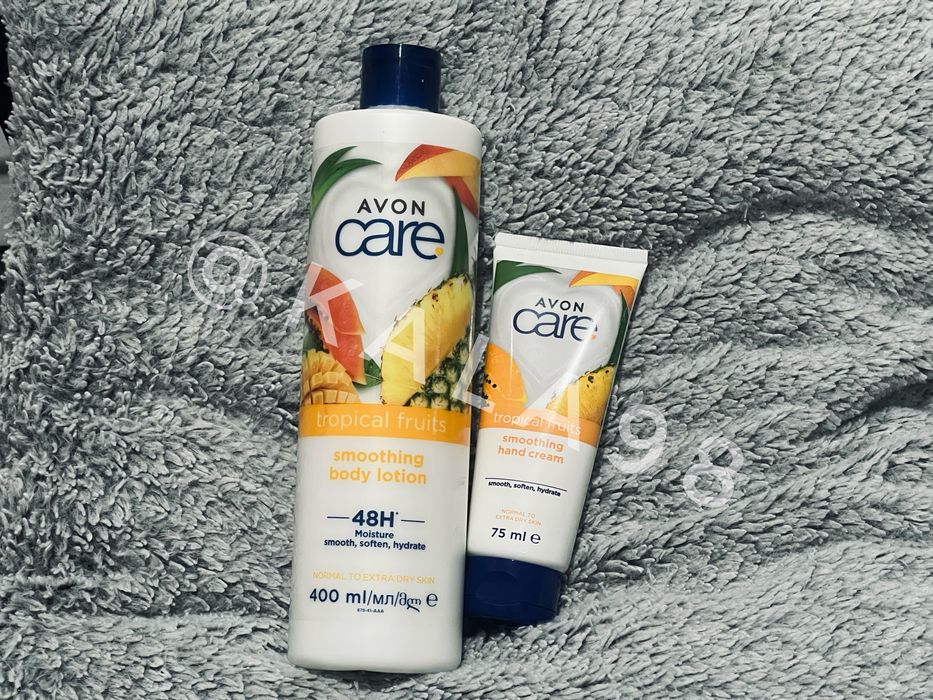 Wygładzający balsam do ciała + krem do rąk Avon Care Tropikalne Owoce