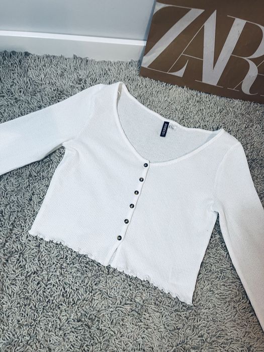 Cienki sweter damski kardigan rozm m hm bialy