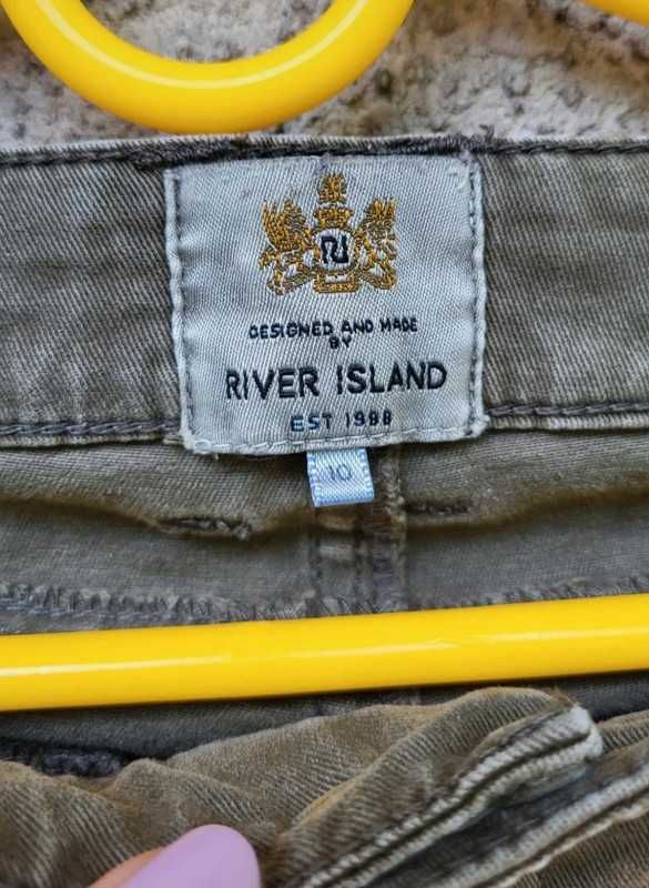 River Island damskie spodnie rurki bojówki khaki bawełna 36 S
