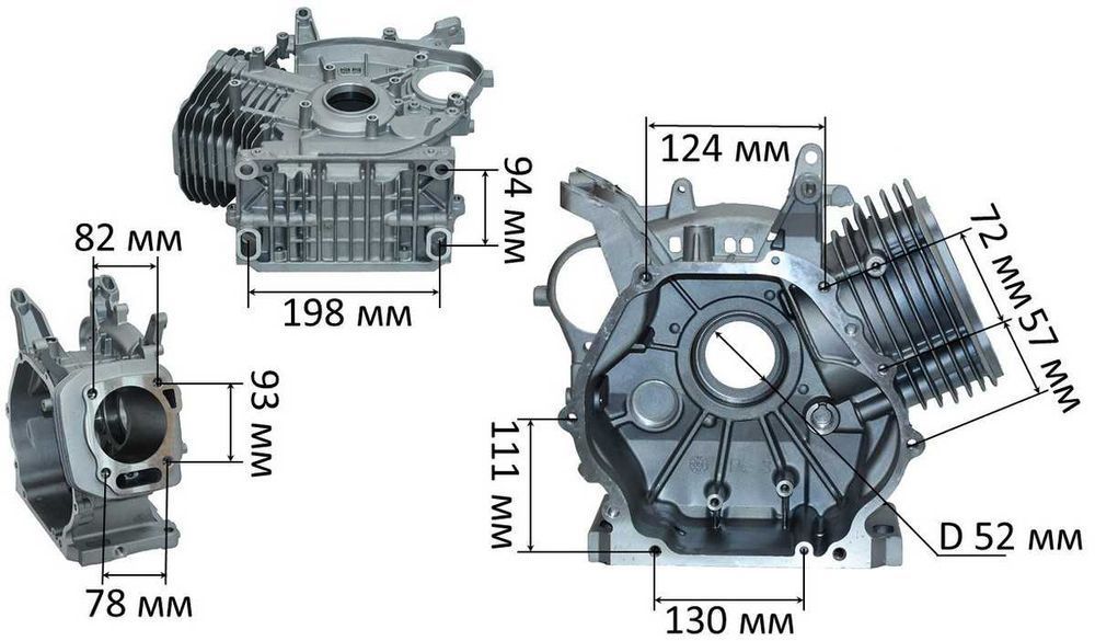 Блок двигателя мотоблок 190F d90mm, gen457