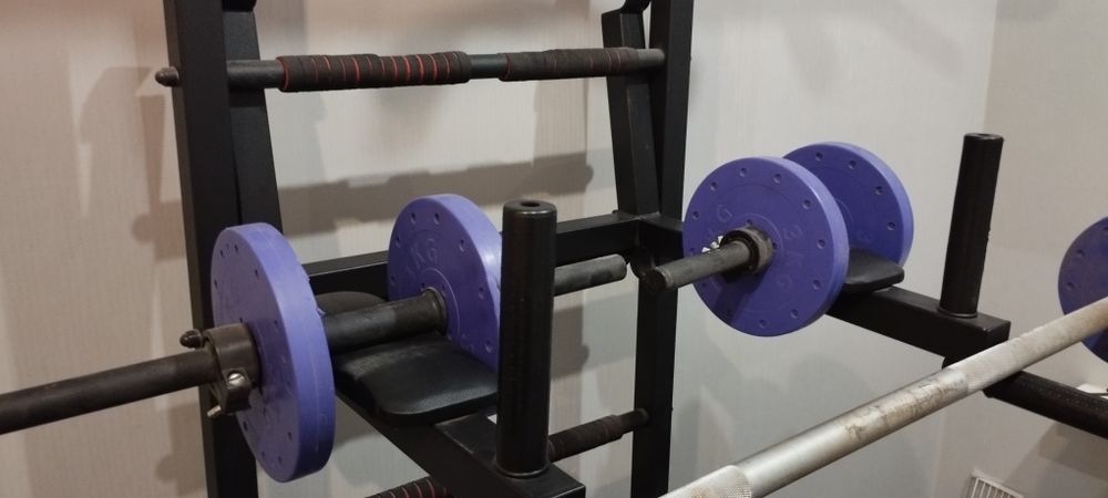 Шведська стінка з лавкою, брусами і штангою