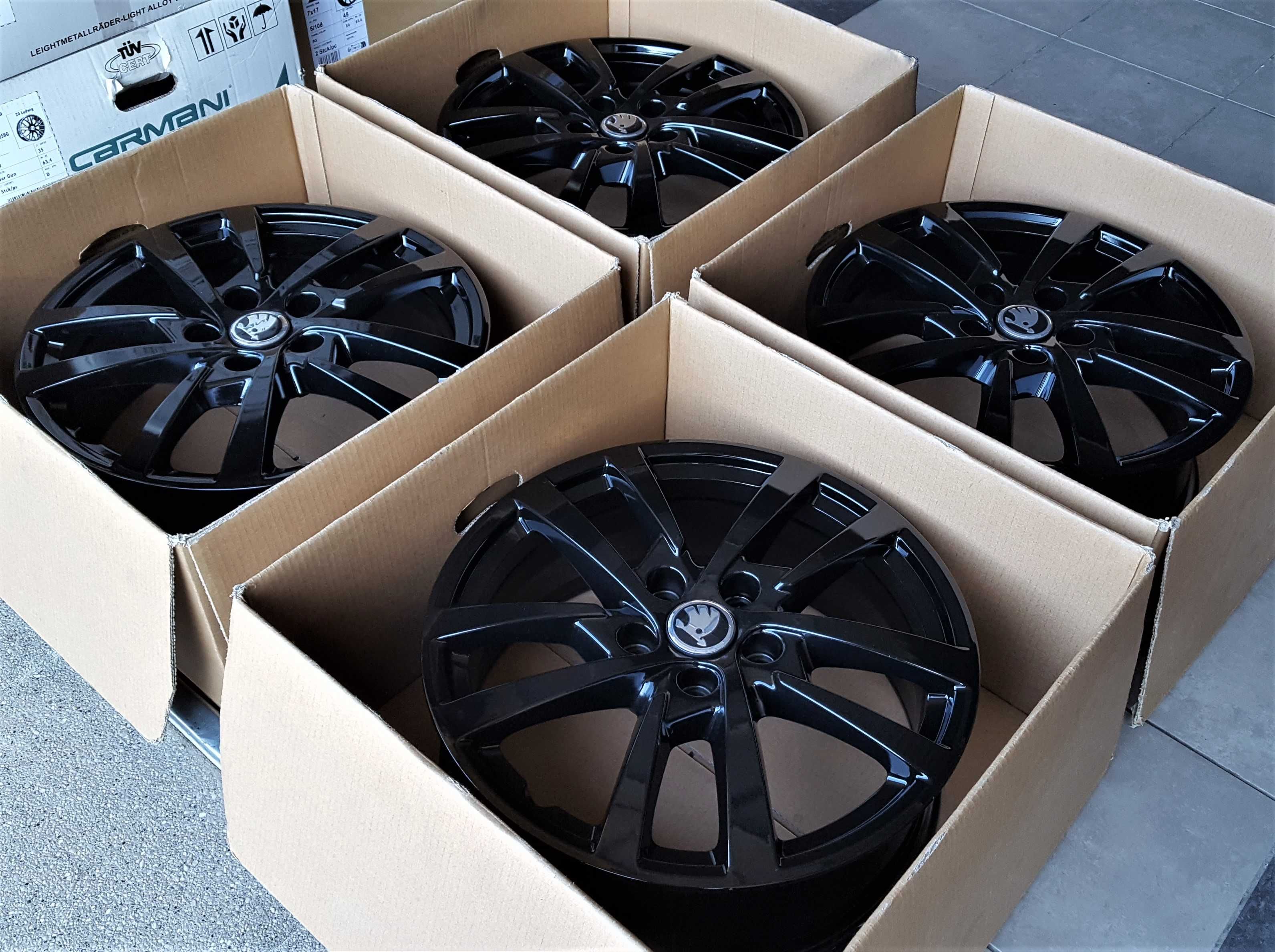 Alufelgi 17 5x112 Skoda Octavia Superb Yeti Karoq Oryginał Czarne 218#