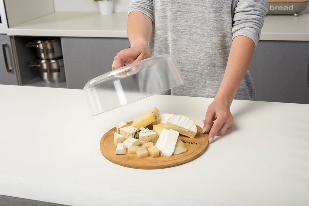 Deska Bambusowa Okrągła Taca Z Pokrywką 28 Cm