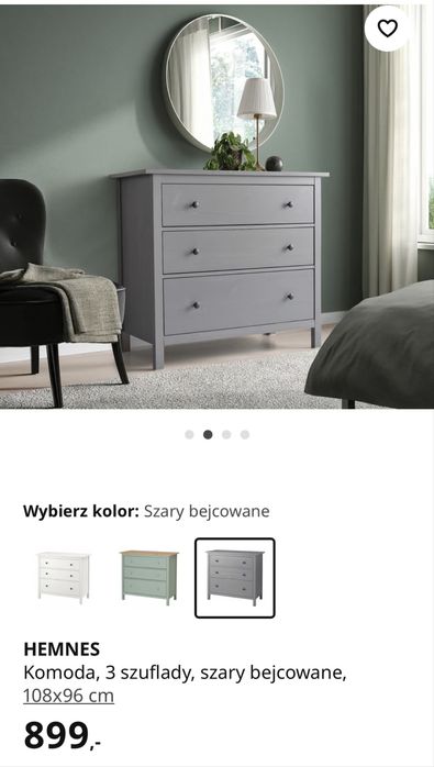 IKEA HEMNES szara komoda 3 szuflady super stan