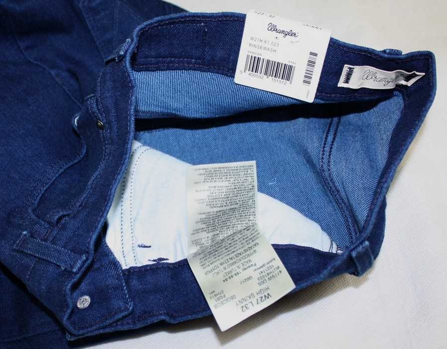 Damskie jeansy Wrangler High Skinny granatowe rurki wysoki stanW27/L32