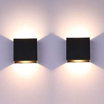 Lightess Zestaw 2 Lamp Ściennych LED - Czarna Aluminiowa