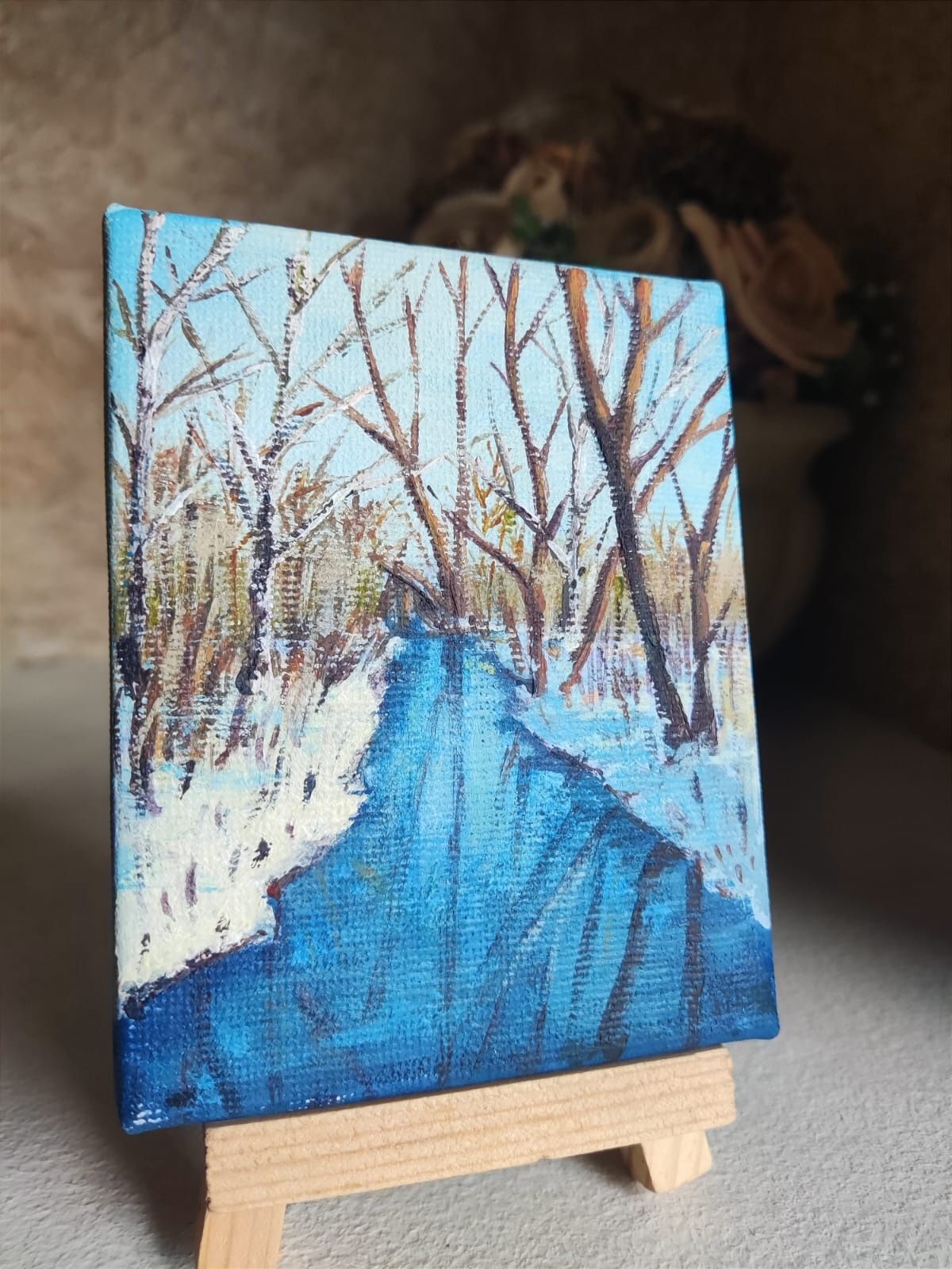 "Zima nad strumykiem" miniatura 8x10