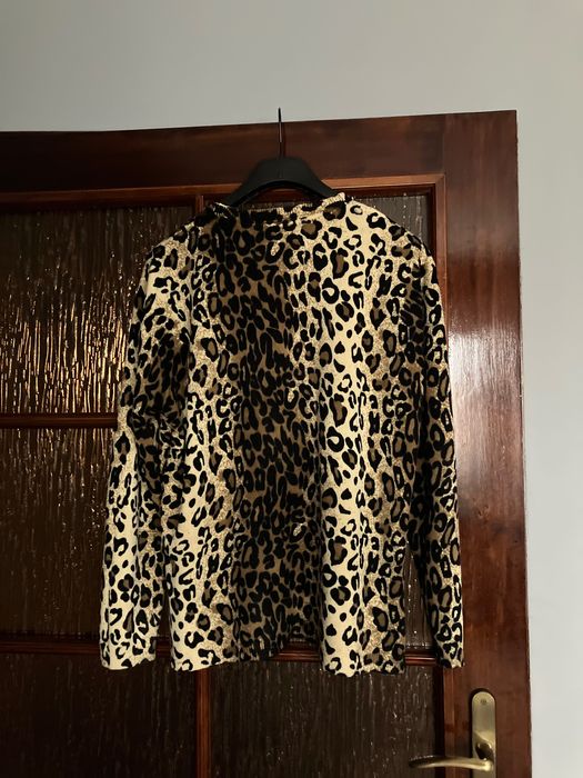 Bluzka L sweterek na chłodniejsze dni panterka z wełną