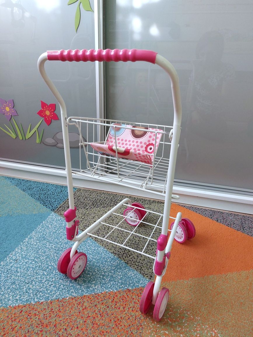 Wózek sklepowy dla dzieci metalowy + wózek dla lalek spacerówka