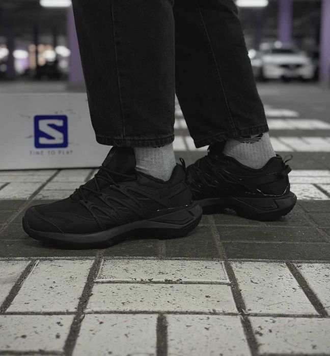 Мужские термо кроссовки Саломон черные с мехом Salomon зимние