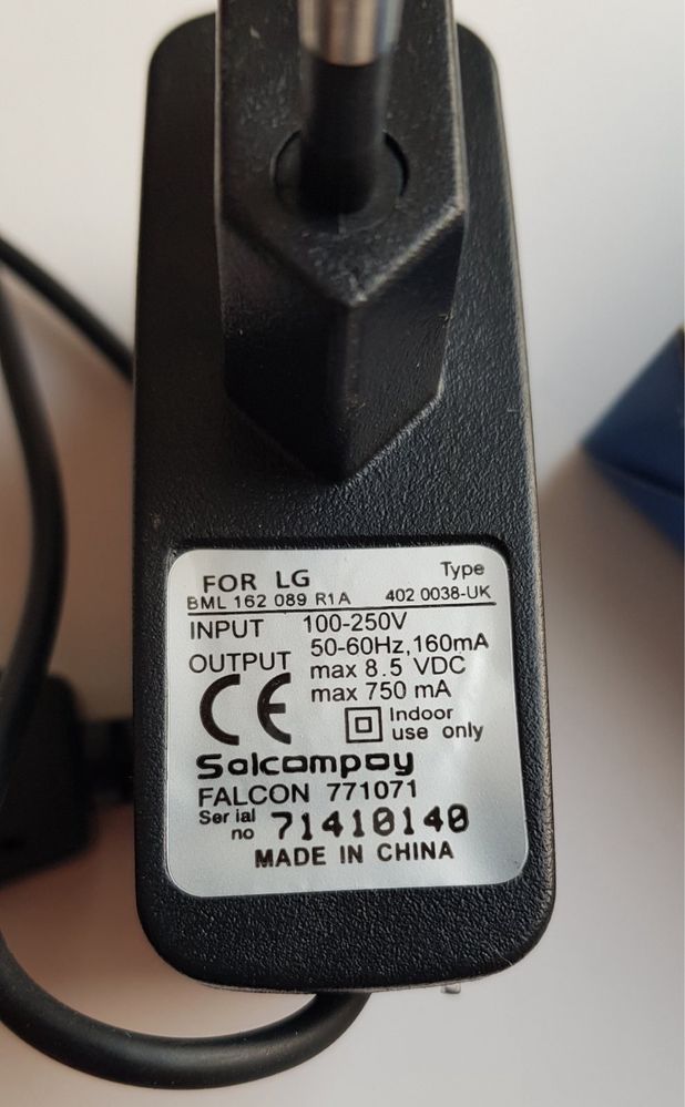 Адаптер LG 8.5 vdc 750mA