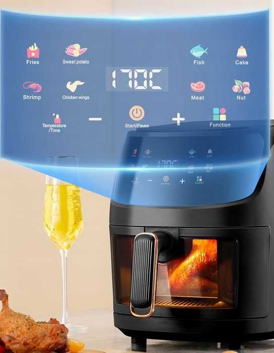 [OUTLET] Frytkownica 5L/1400W beztłuszczowa LINBOX Air Fryer CZARNA