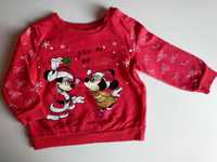 Świąteczna bluza z Myszką Mickey i Minnie rozm. 74