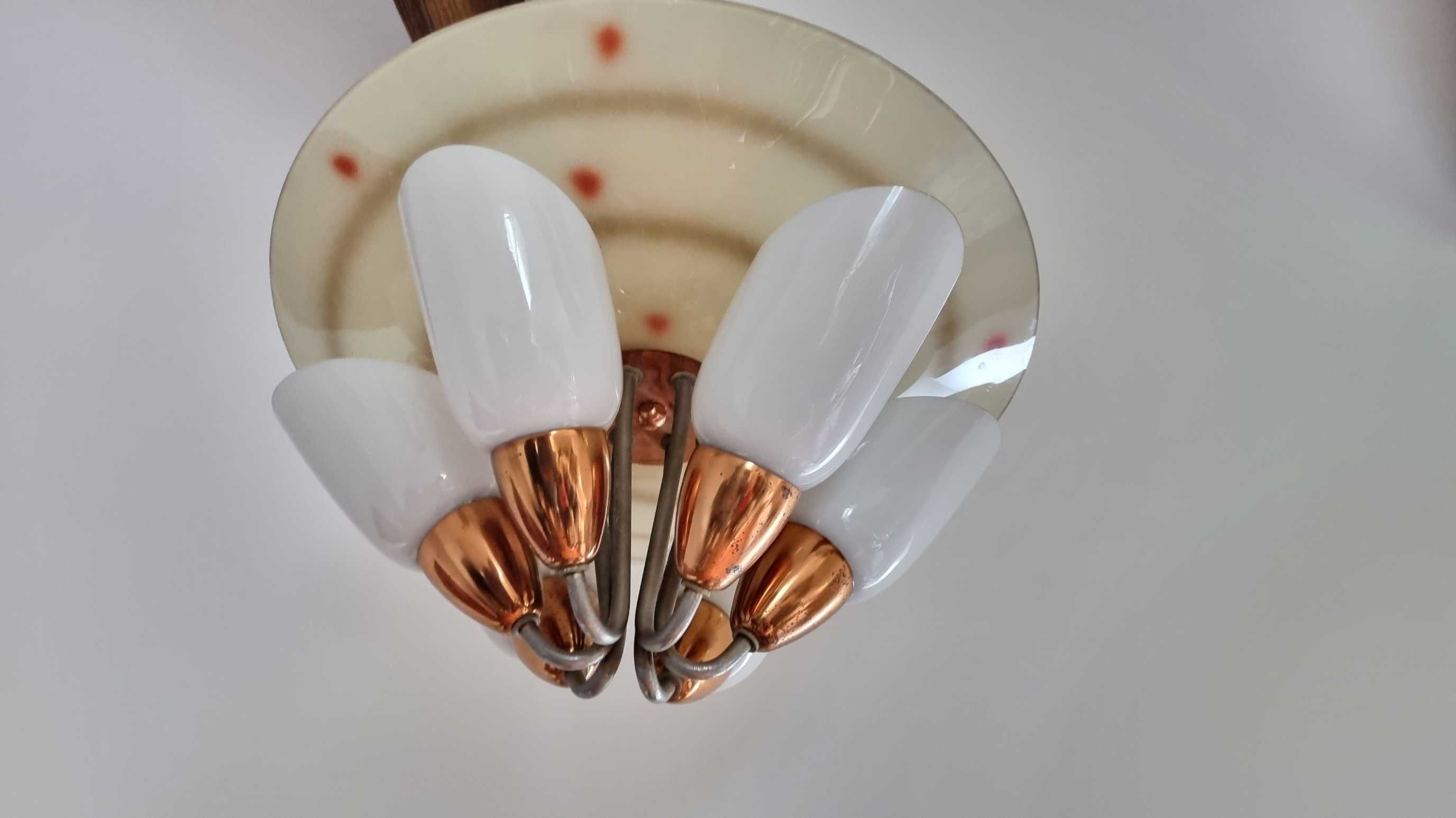 Lampa żyrandol Mid Century Design 6 ramienny Czechosłowacja Napako PRL