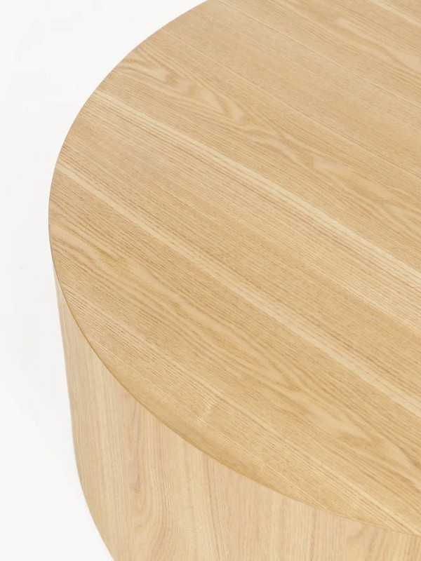 Okrągły minimalistyczny stolik kawowy z drewna Dan Ø80H30cm Naturalny