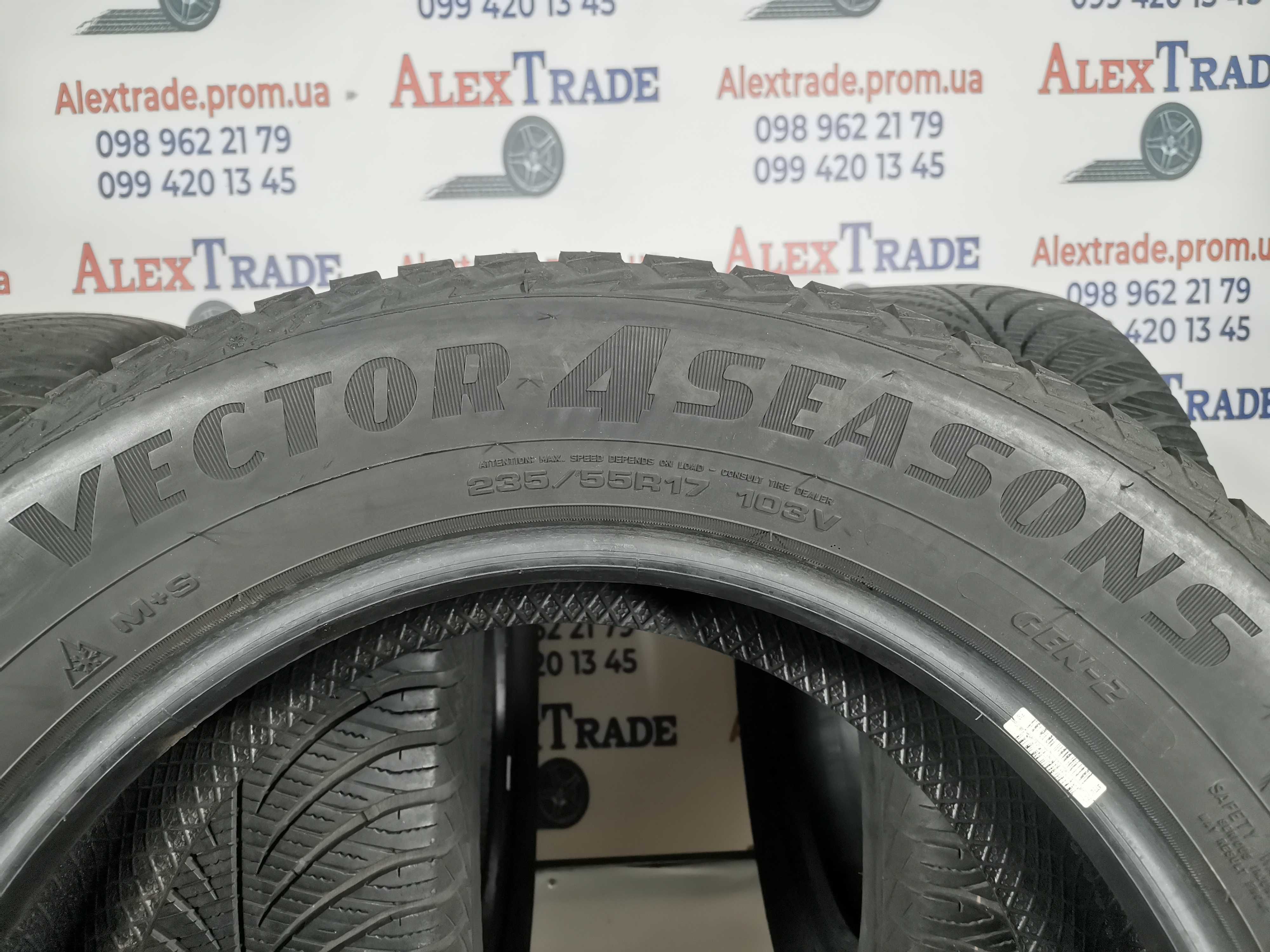 4 шт. 235/55 R17 Goodyear Vector 4Seasons Gen-2 шини б/у, 7 мм