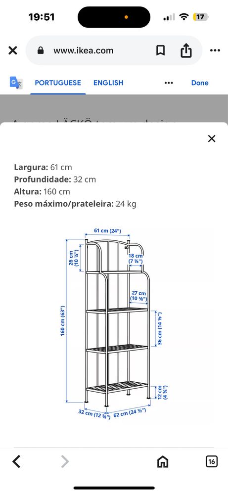 Estante LÄCKÖ preta IKEA como nova