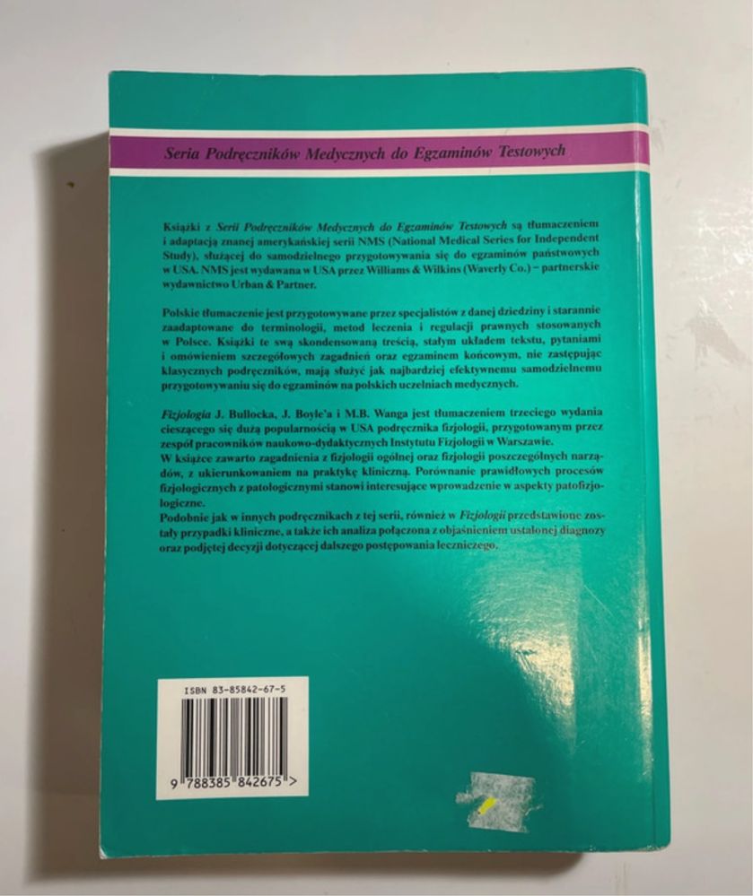Ksiazka do fizjologii z pytaniami testowymi