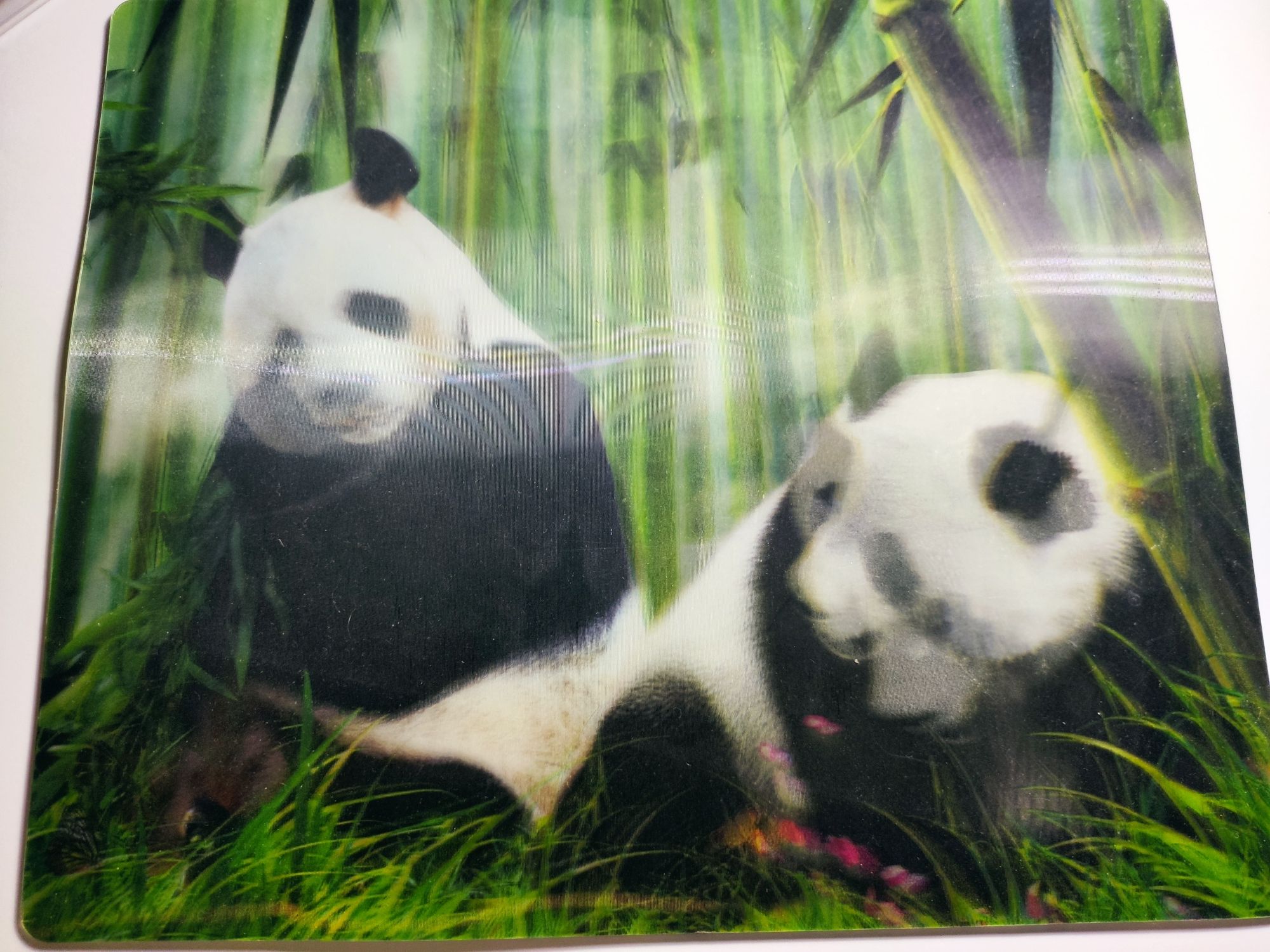 Tapete de rato holográfico com pandas