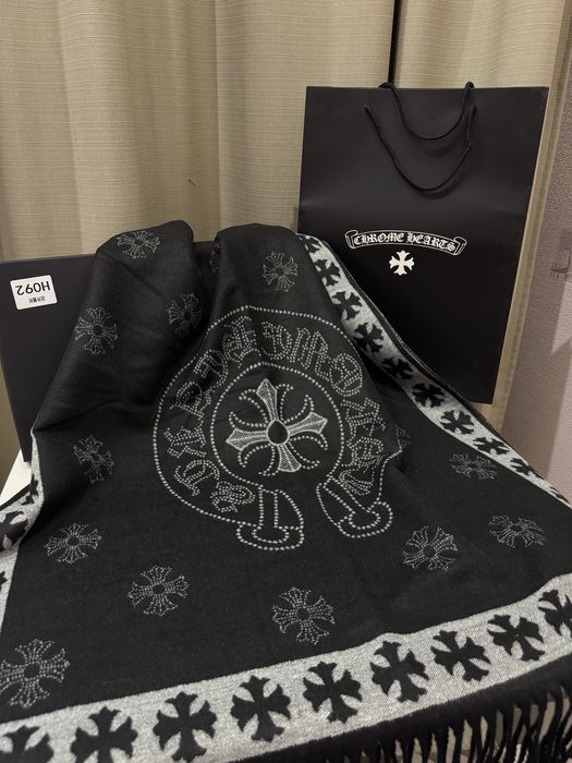 Шарф теплий кашеміровий Chrome Hearts подарунок хром хартс палантин