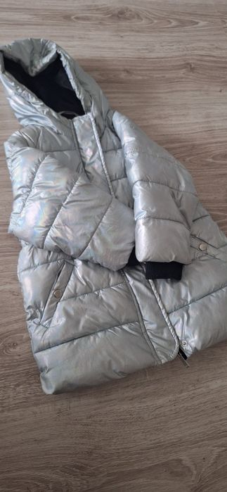 Dziecko Kurtka zimowa srebna dziewczęca