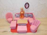 mebelki dla lalek barbie rogówka fotele ława pościel
