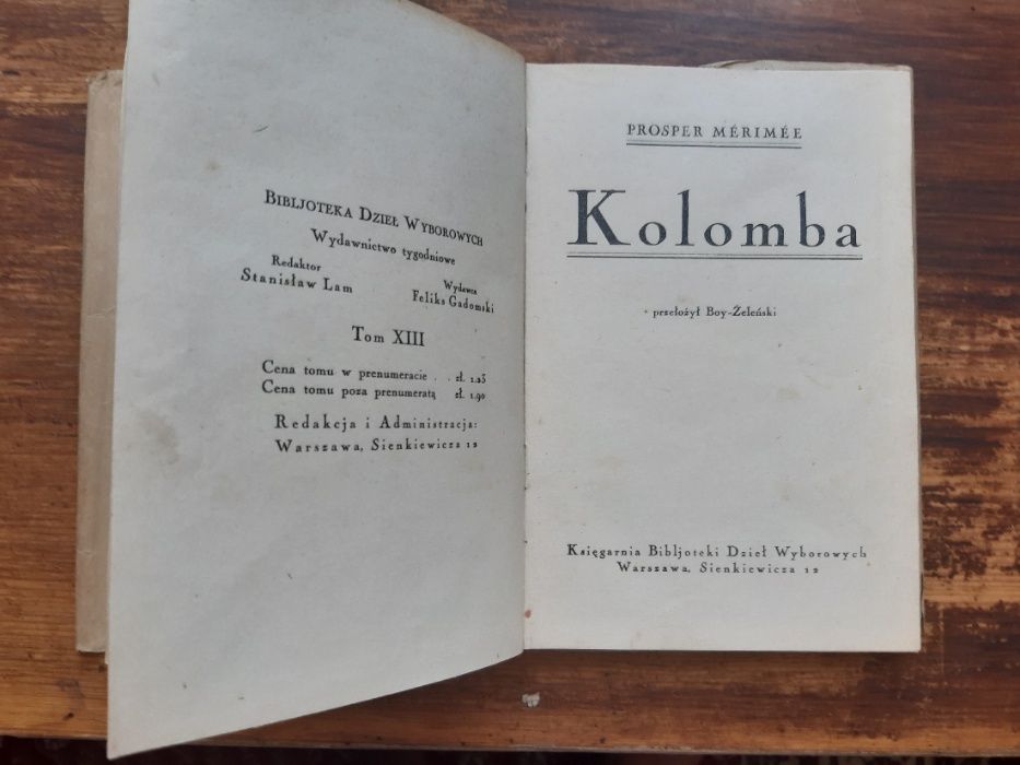 Prosper Mérimée. "Kolomba". 1925. Przekład Boy-Żeleński