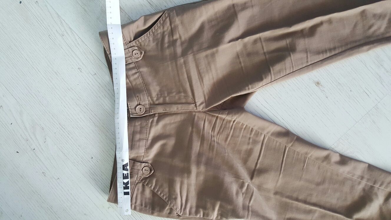 Eleganckie spodnie na kant rozm. 34 jasny brąz brązowy