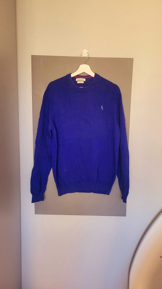 Sweter męski L, Reserved 100 % bawełna granatowy elegancki