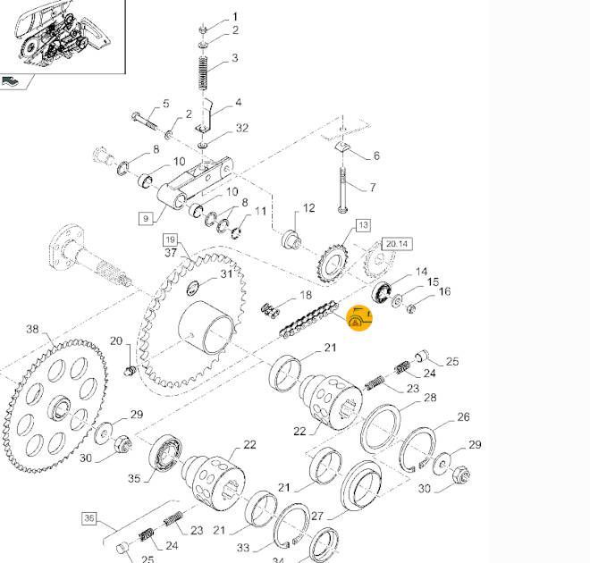 Łańcuch 6 Ogniw New Holland, Case  2030, 2040, 2050, 2060-15