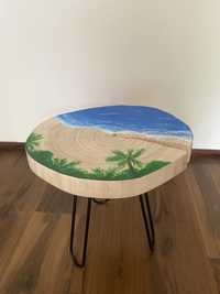 Kwietnik stolik malowany z plastra drewna