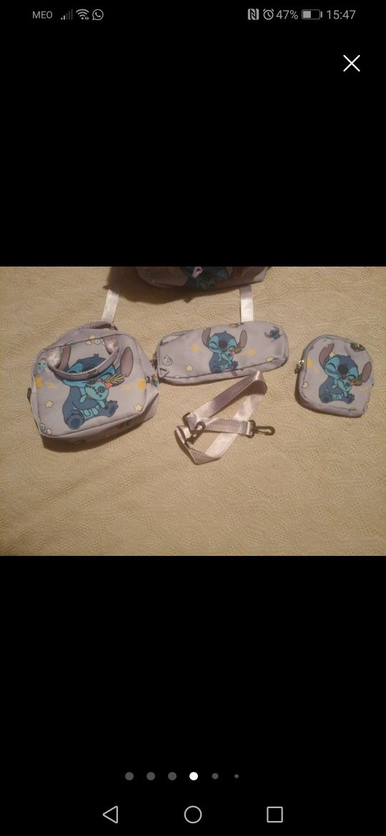 Conjunto mochila escolar, Stitch, novo.