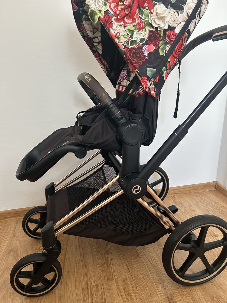Wózek Cybex Priam 4.0 Rose Gold Spring Blossom Dark 2w1 Zestaw gondola