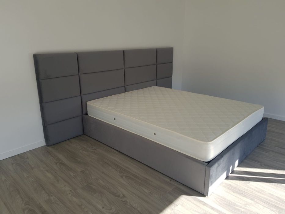 Cama estofada Nova + Estrado + Colchão (Fabricante)